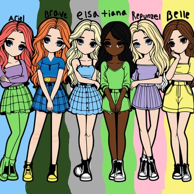 a group of girls realistic