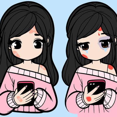 a girl holding a phone texting