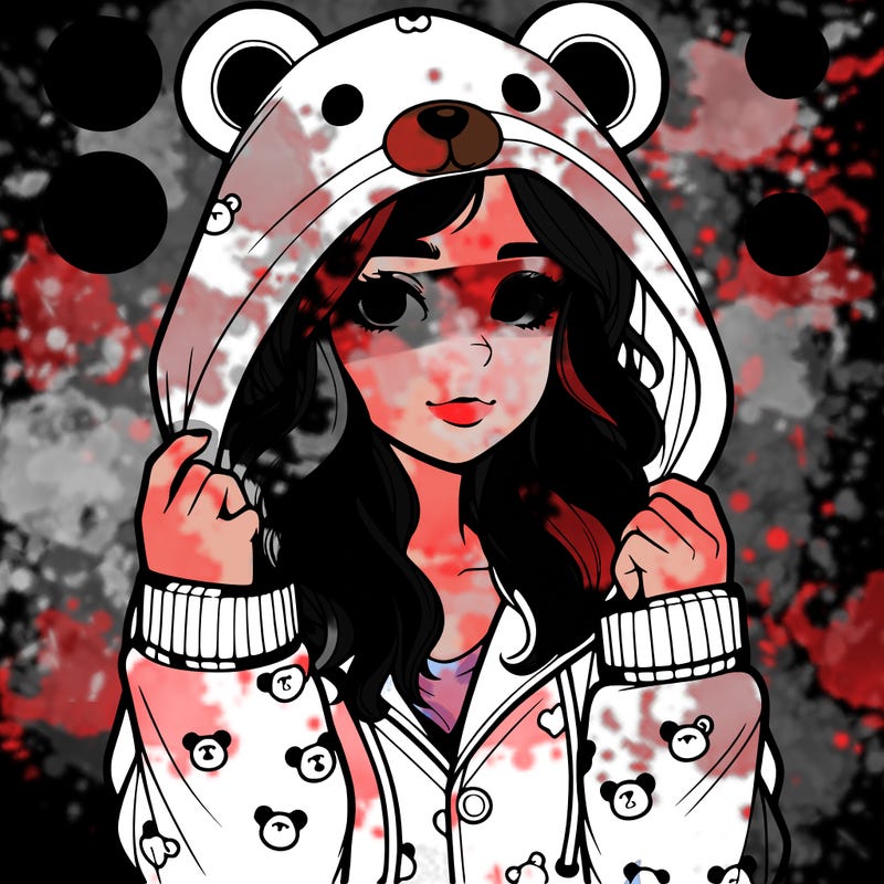realistic girl in a animal pjs hoodie