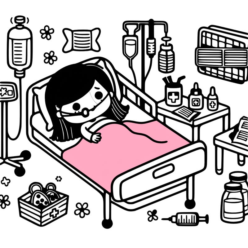 a girl in a hospital bed dead with lots of things to help her breathe