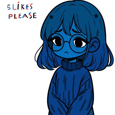 sad girl with glasses in a sweater