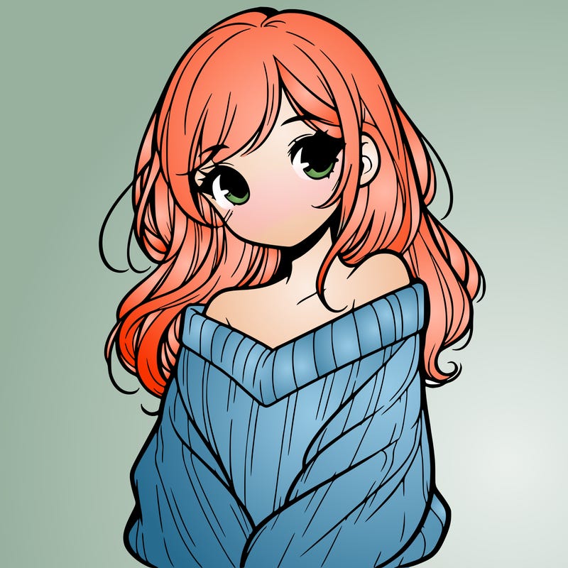 shy pretty girl wearing a sweater that is falling off one shoulder portrait