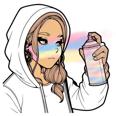 a realistic girl, spray painting