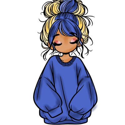 girl with baggy sweatshirt and messy bun