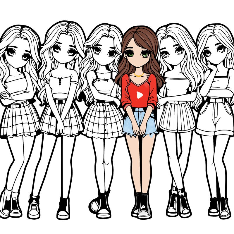 a group of girls realistic