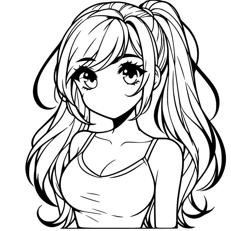 gorgeous anime girl with a ponytail