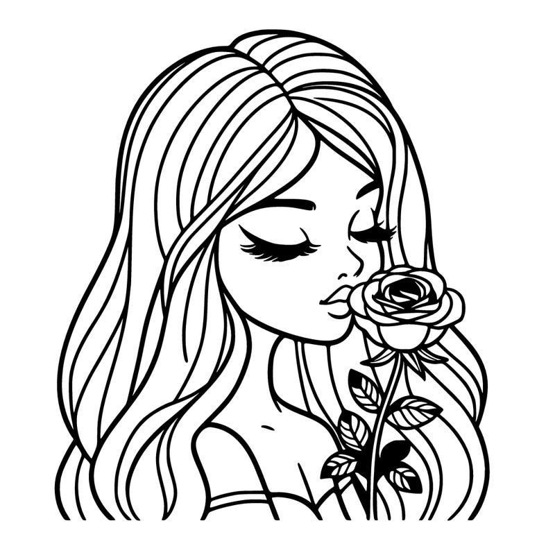 girl model sniffing a rose