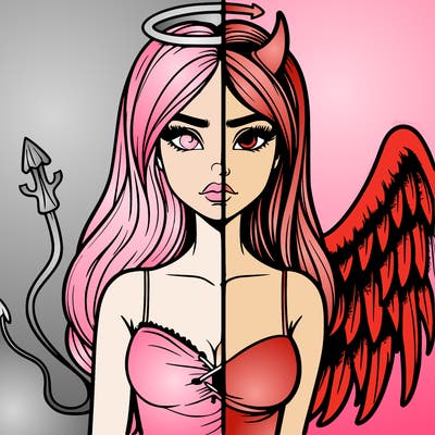 devil vs angel realistic girl
