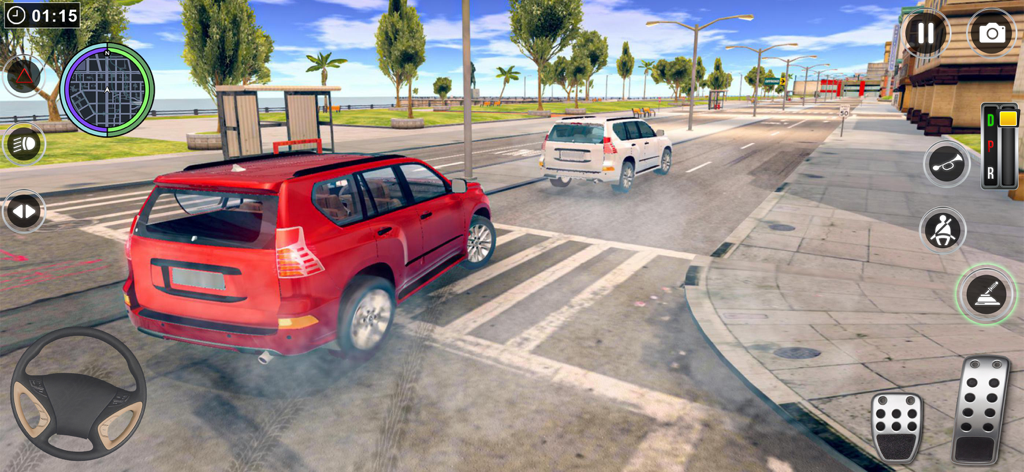 Car Driving Master: Car Games - Red SUV navigating a city intersection in Car Driving Master mobile game