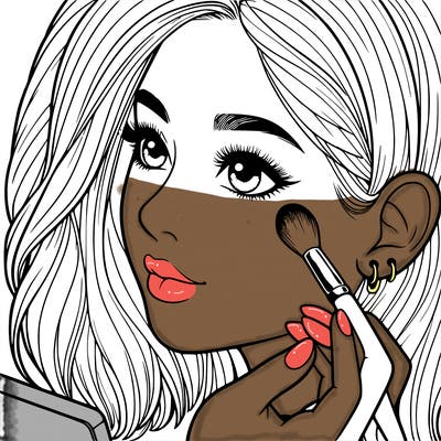 a realistic girl doing her makeup