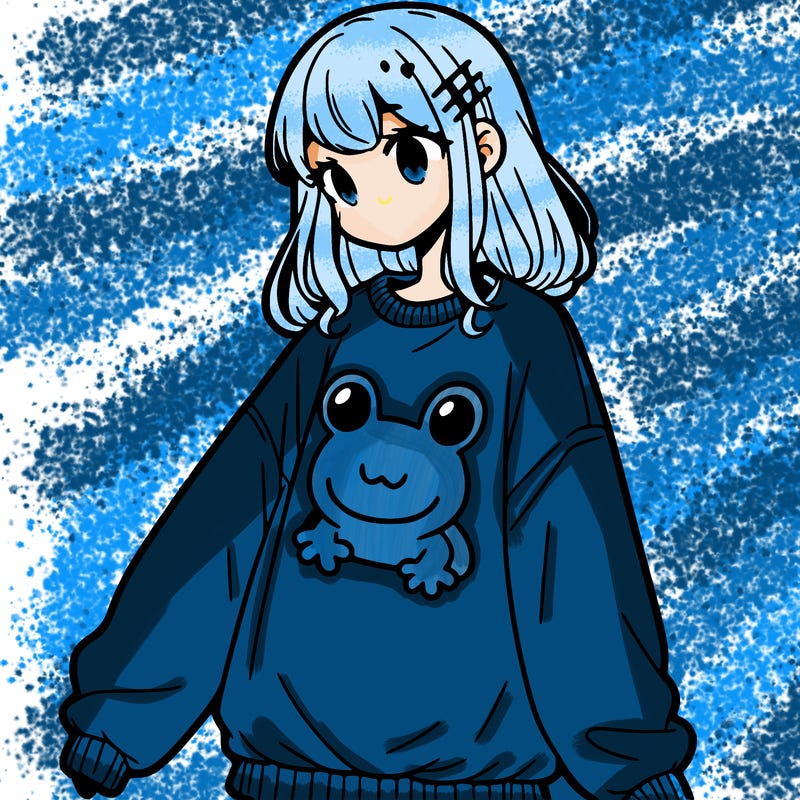 girl wearing frogging sweatshirt