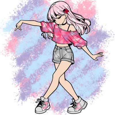 realistic girl danceing