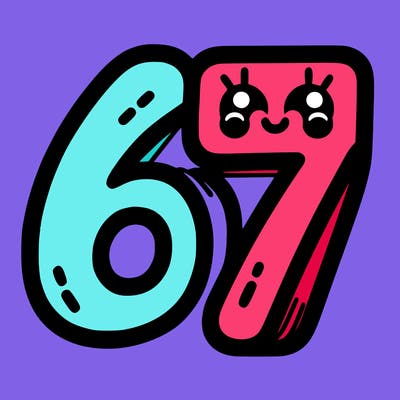 the numbers 67