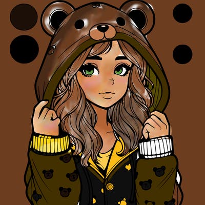 realistic girl in a animal pjs hoodie