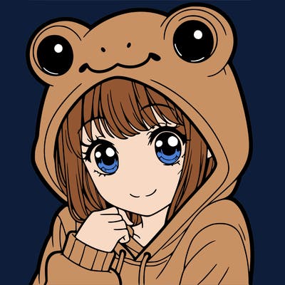 a cute teenage girl wearing a hoodie with a frog hat