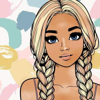 realistic girl with braids