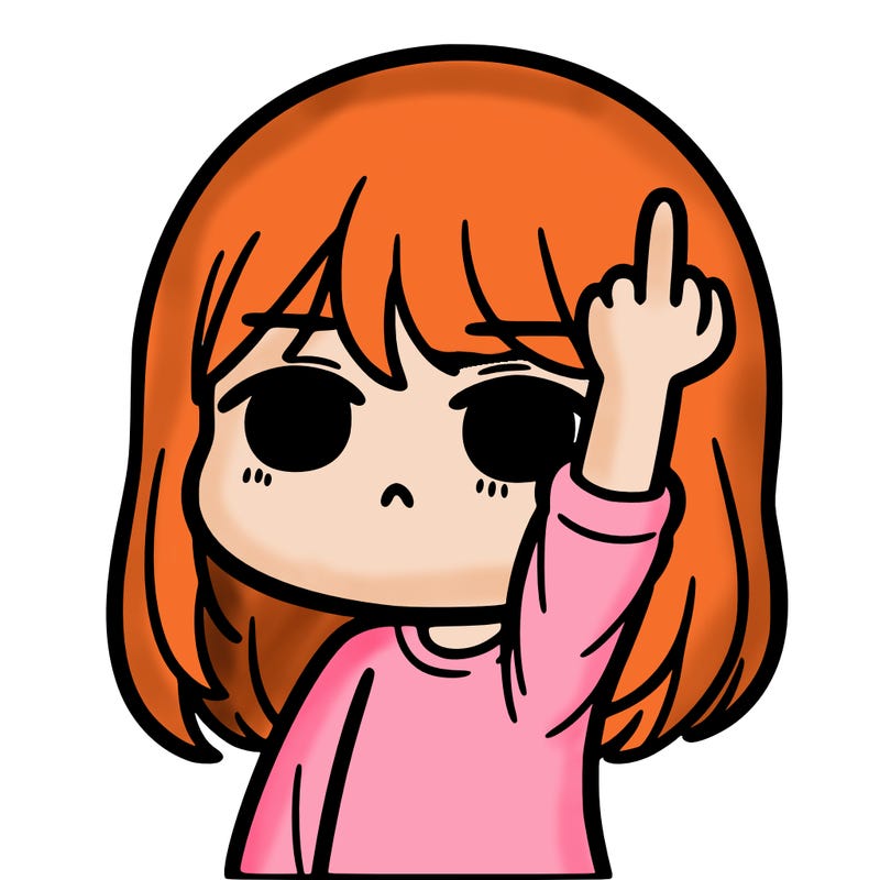 girl flipping off with a straight face