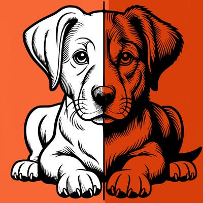 realistic dog split picture