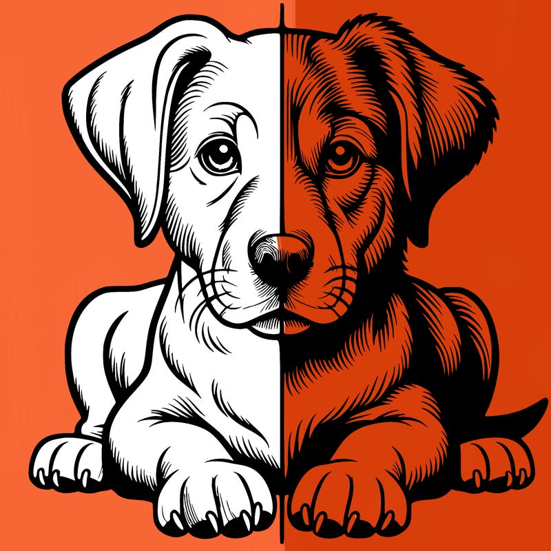 realistic dog split picture