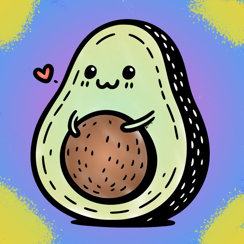 an avocado hugging an avocado