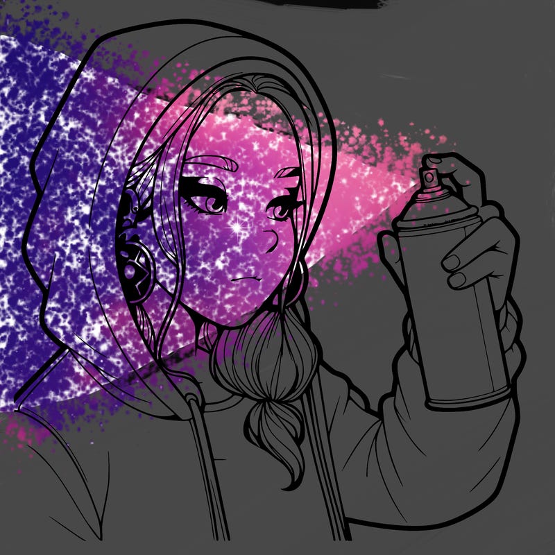 a realistic girl, spray painting