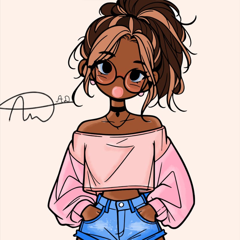 girl with a messy ponytail glasses a baggy crop top and jean shorts