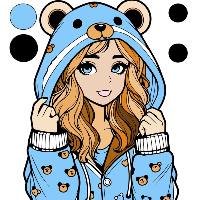 realistic girl in a animal pjs hoodie