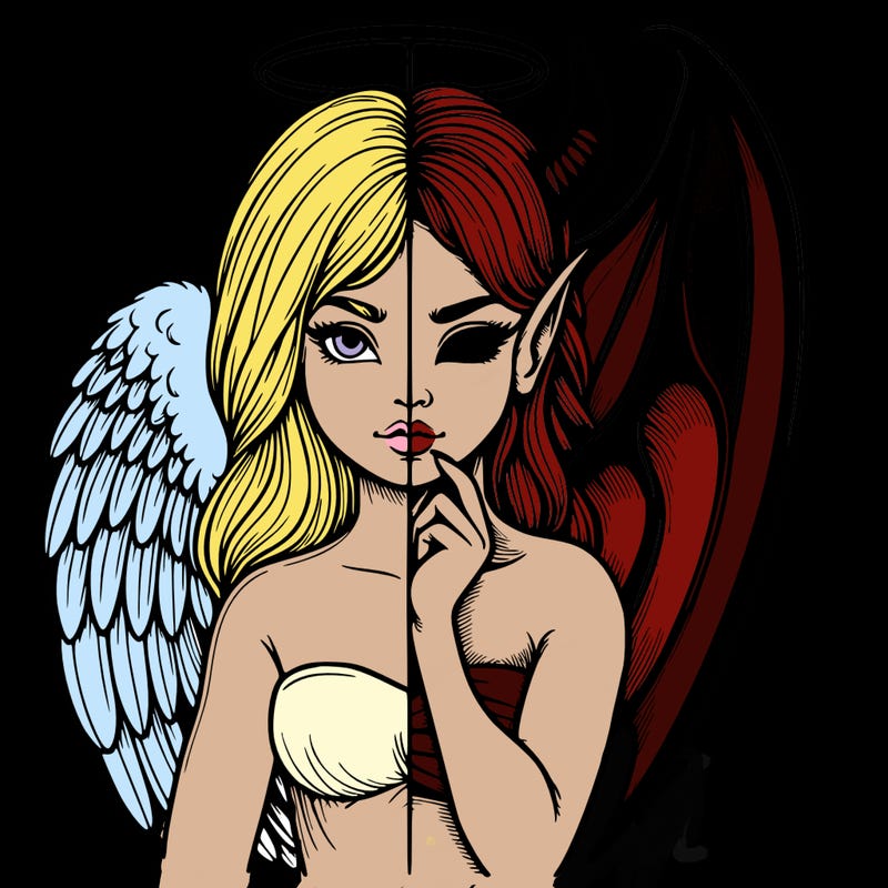 realistic angel half demon