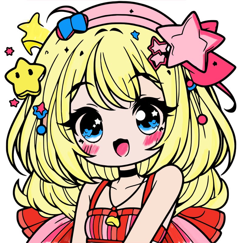 cute anime girl with star accessories