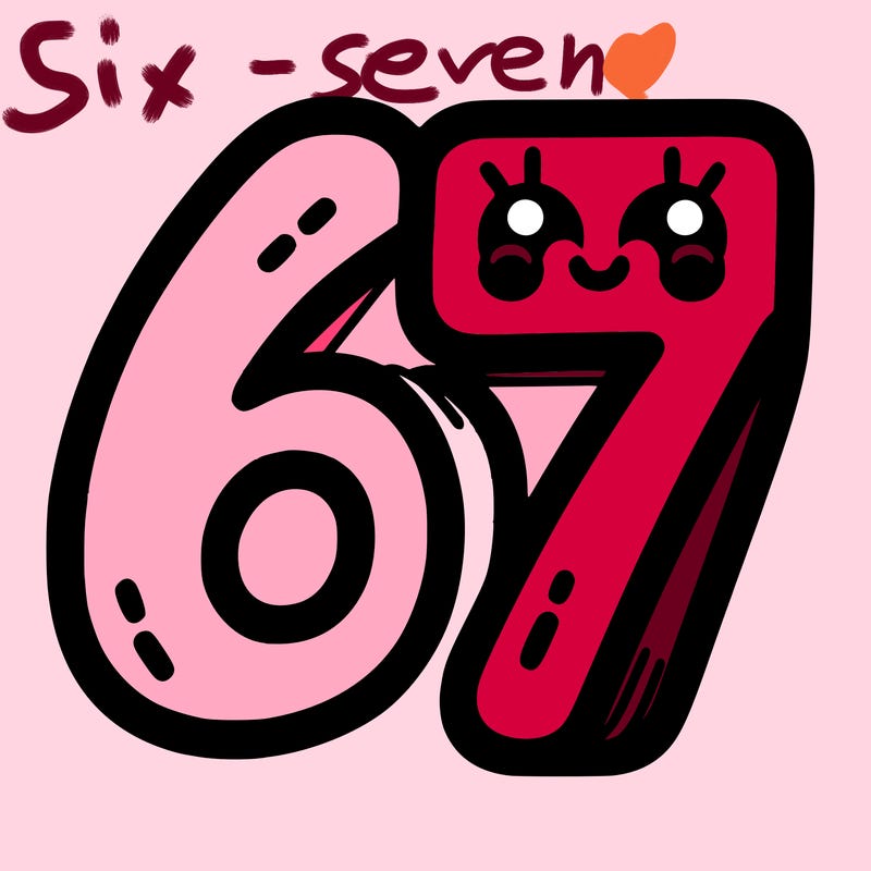the numbers 67