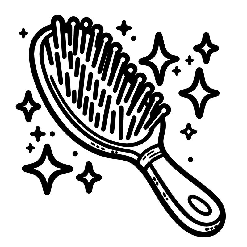 a glowing hairbrush with sparkling bristles.