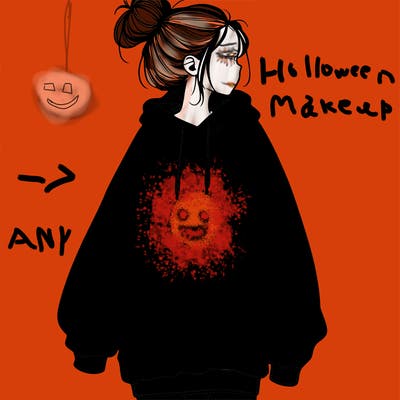 realistic girl with a oversized sweatshirt on and a bun