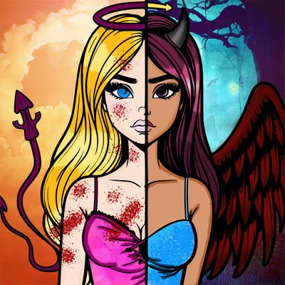 devil vs angel realistic girl