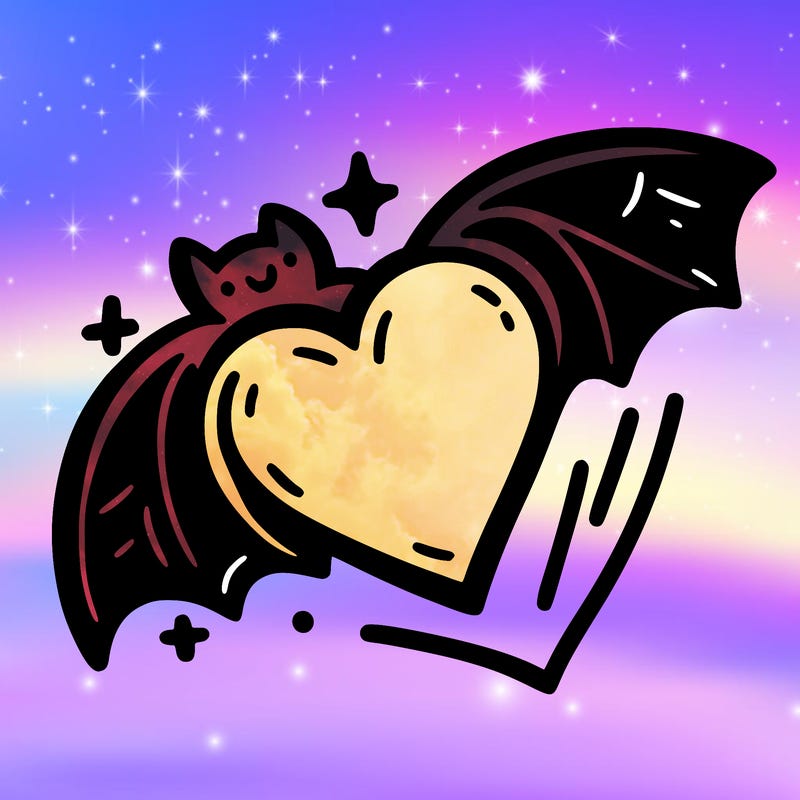 a heart with a bat