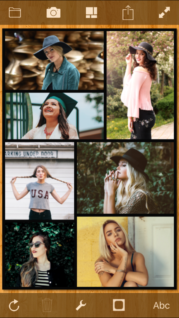 TurboCollage - Collage Creator - TurboCollage app interface showing a photo collage in a mosaic grid layout