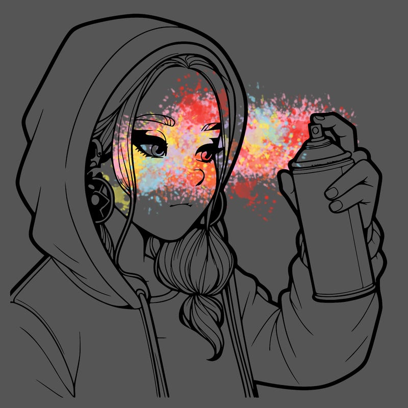 a realistic girl, spray painting