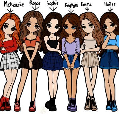 a group of girls realistic