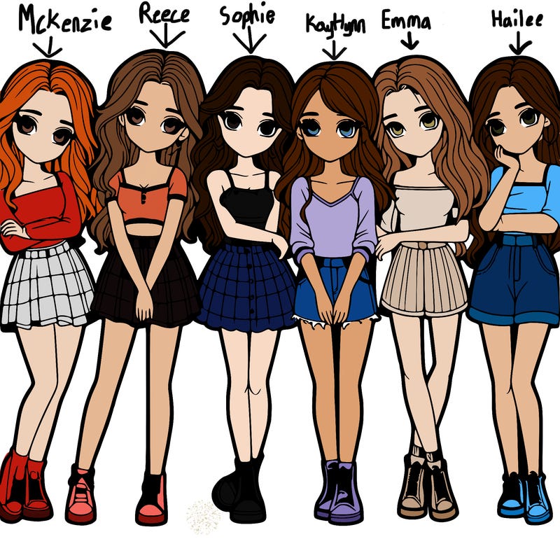 a group of girls realistic