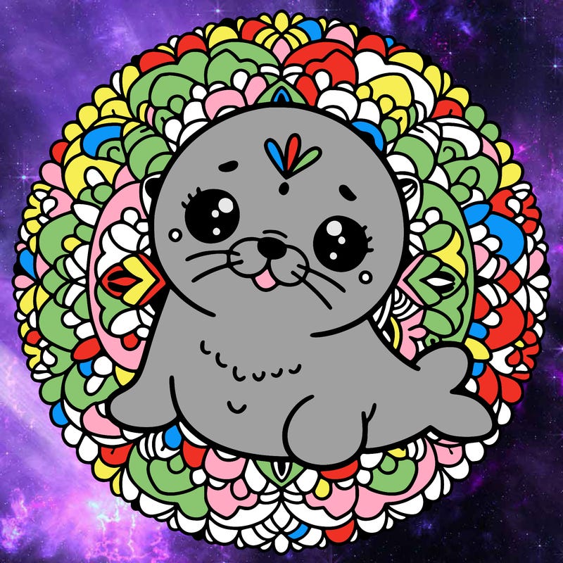 a cute baby seal mandala