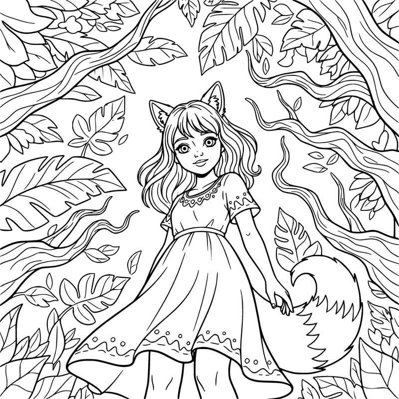 girl with  animal  ears and a teale