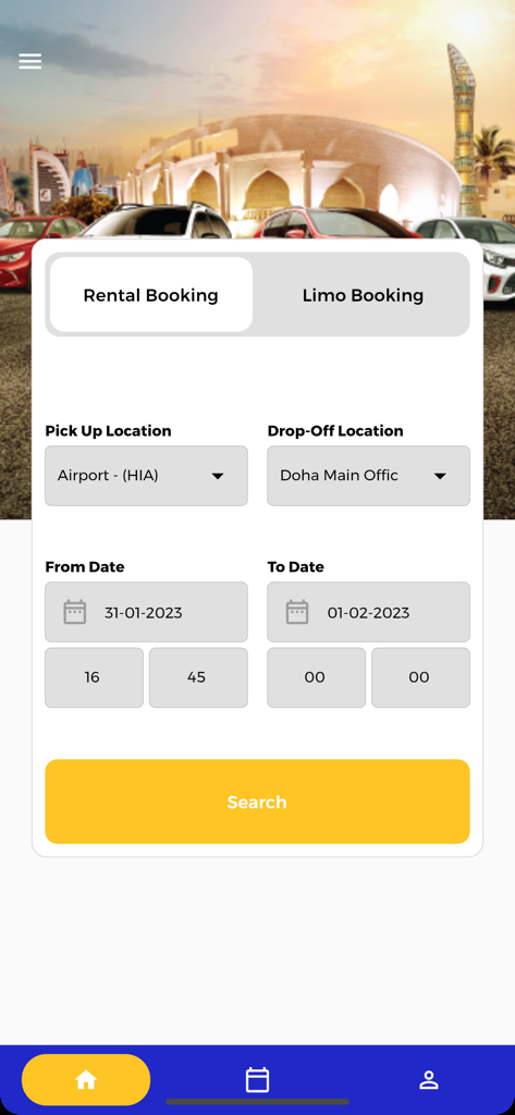 Rent Solutions mobile app car rental booking interface