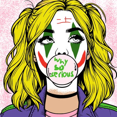 realististic girl blowing bubble -gum