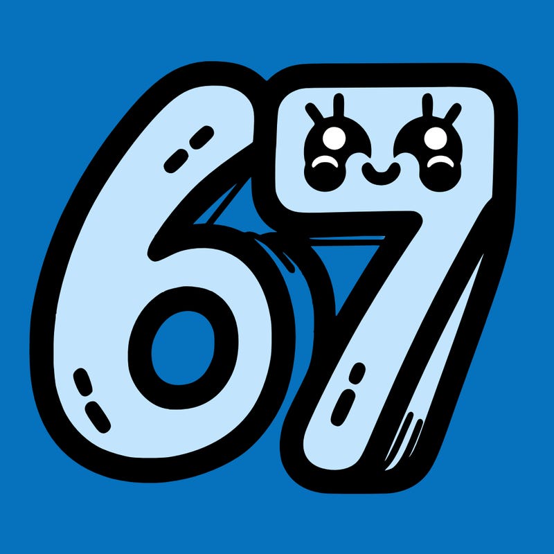 the numbers 67