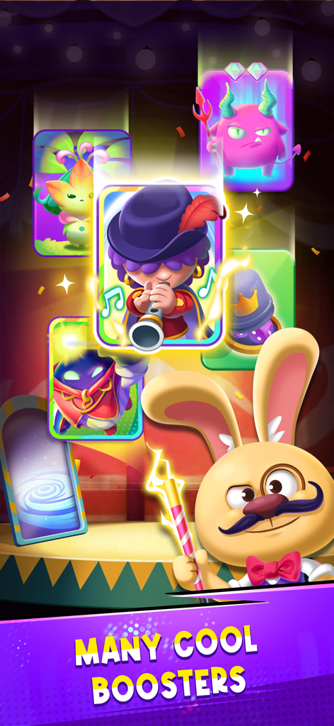 Super Match - PvP Match 3 - Cartas de personagens do jogo Super Match e power-ups boosters