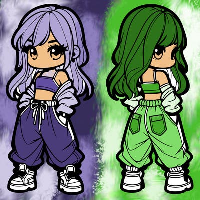 girl in crop top and baggy pants