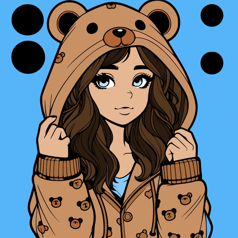 realistic girl in a animal pjs hoodie