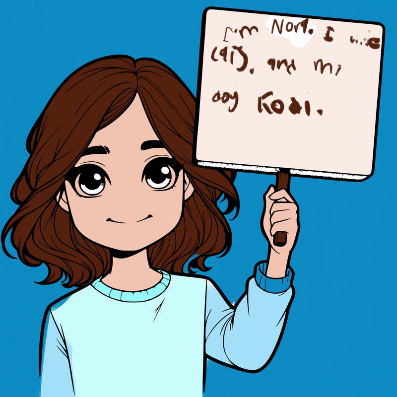 realistic girl holding up a sign