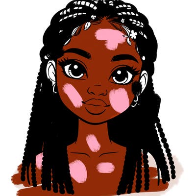 a realistic black girl with braids
