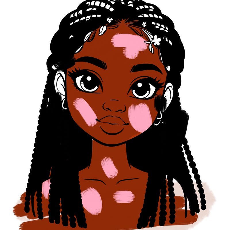 a realistic black girl with braids