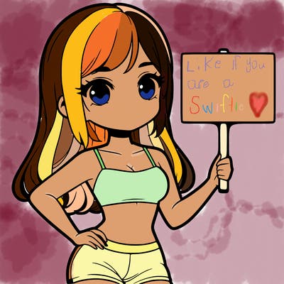 girl in a cute crop top holding a blank sign